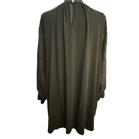 Daniel Rainn Blouse 2X Womens Black Top Sheer Sleeves Minimalist Career Dressy - Picture 4 of 9